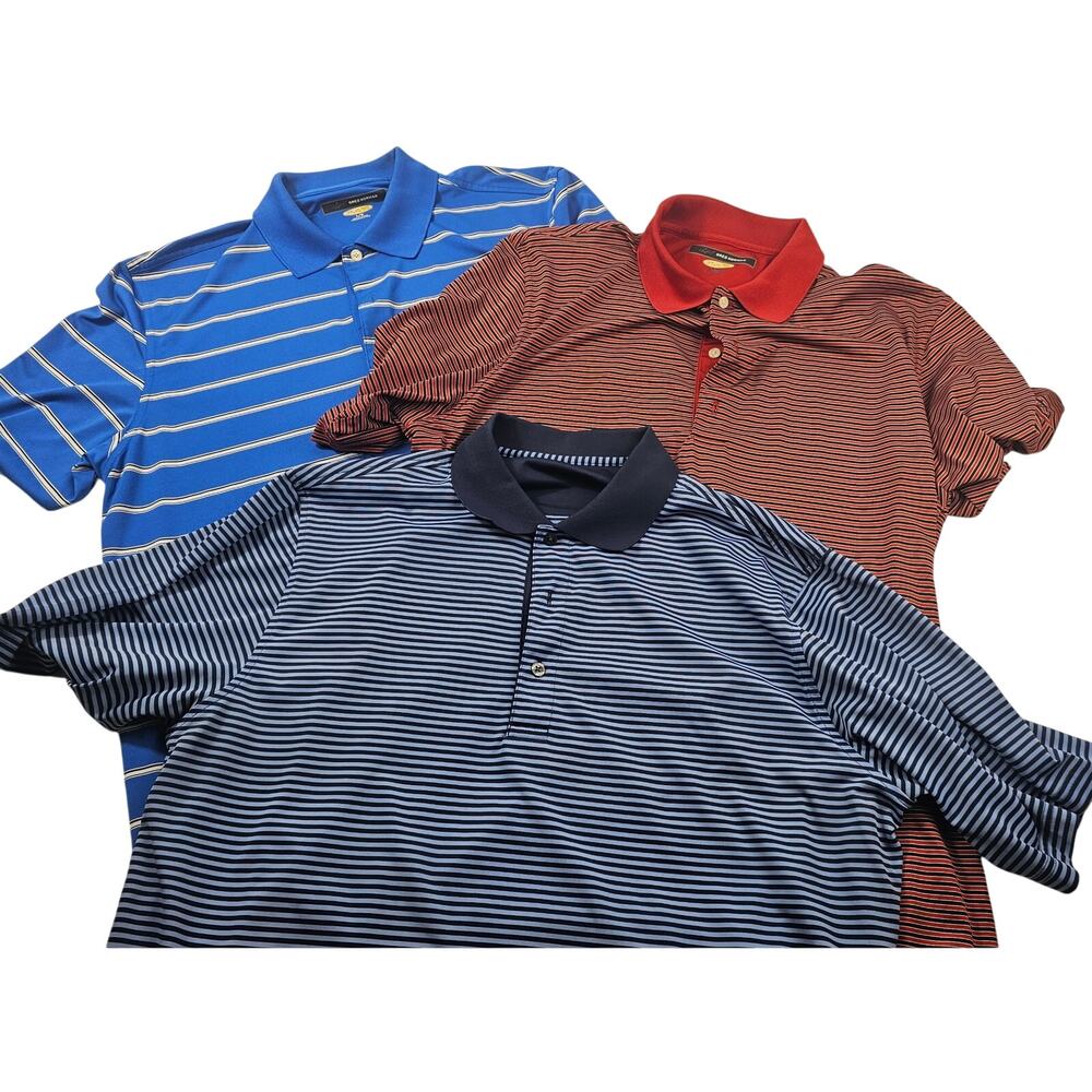 Lot of 3 sz L golf performance polo blue red mixed brands EUC career casual